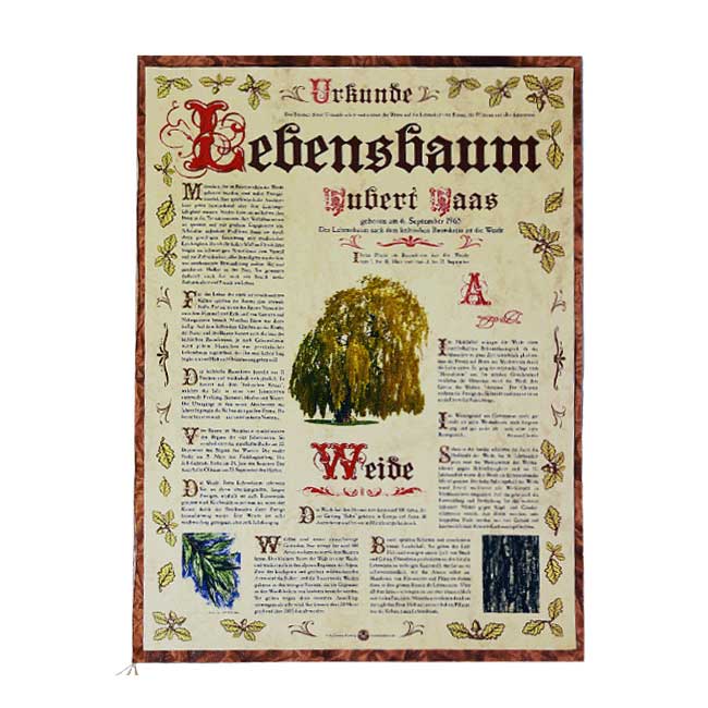 Lebensbaum Urkunde “Antik” Lebensbaum Geburtstag Taufe