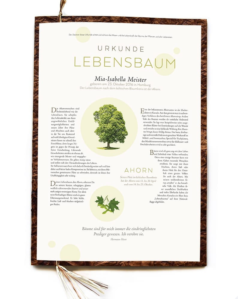 Lebensbaum Urkunde Premium
